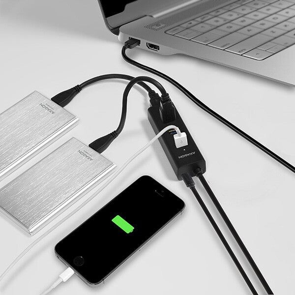 Axagon HUE-S2BP interface hub USB 3.2 Gen 1 (3.1 Gen 1) Type-A 5000 Mbit/s Sort