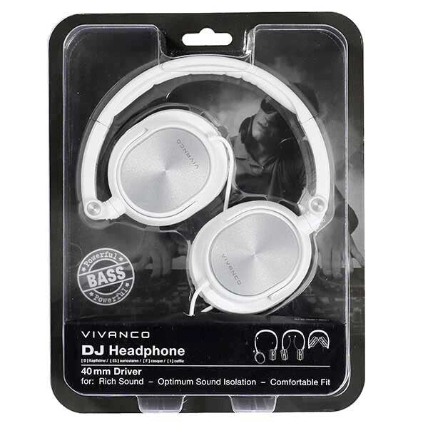 Vivanco DJ 30 Hovedtelefoner Ledningsført Headset Musik Metallic, Hvid