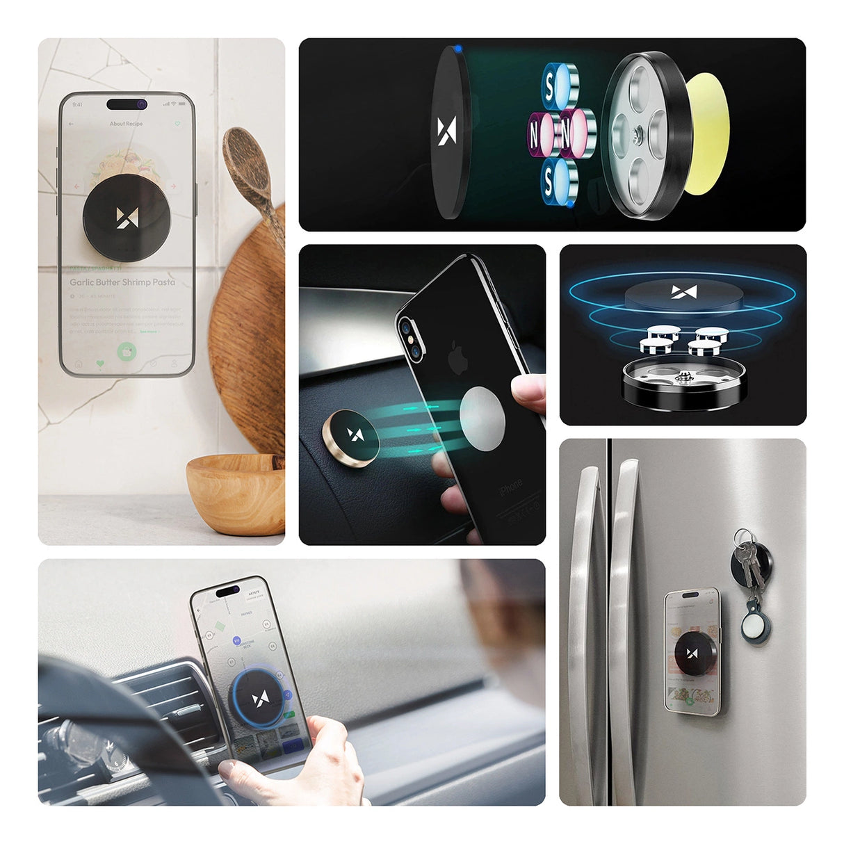 Wozinsky selvklæbende magnetisk bil instrumentbræt Mount Black (WMH-02)