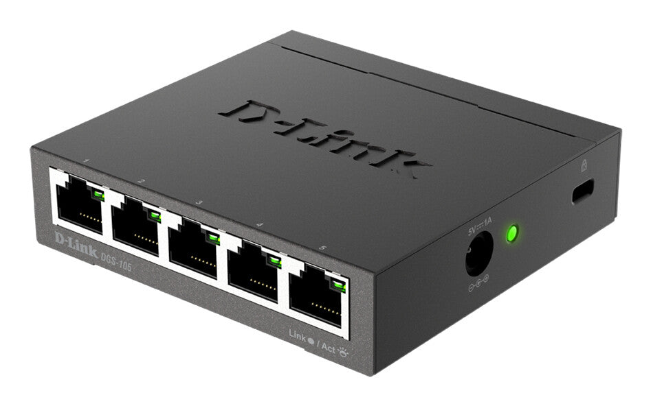 D-Link DGS-105 Ikke administreret L2 Gigabit Ethernet (10/100/1000) Sort