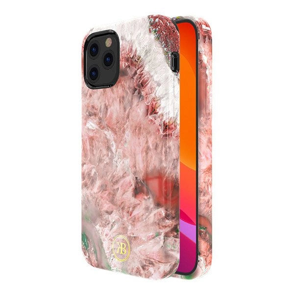 Kingxbar Agate Series case dekoreret trykt Agate iPhone 12 mini rød