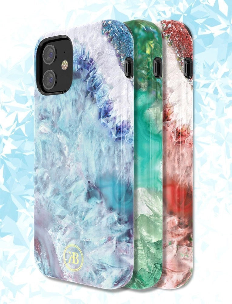 Kingxbar Agate Series case dekoreret trykt Agate iPhone 12 mini rød