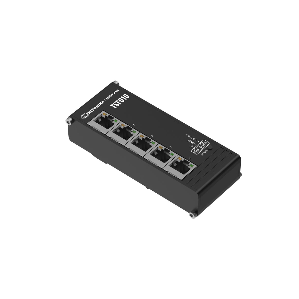 Teltonika NETWORKS TSF010 Flat Ethernet Switch Ikke administreret Fast Ethernet (10/100) DIN rail Sort