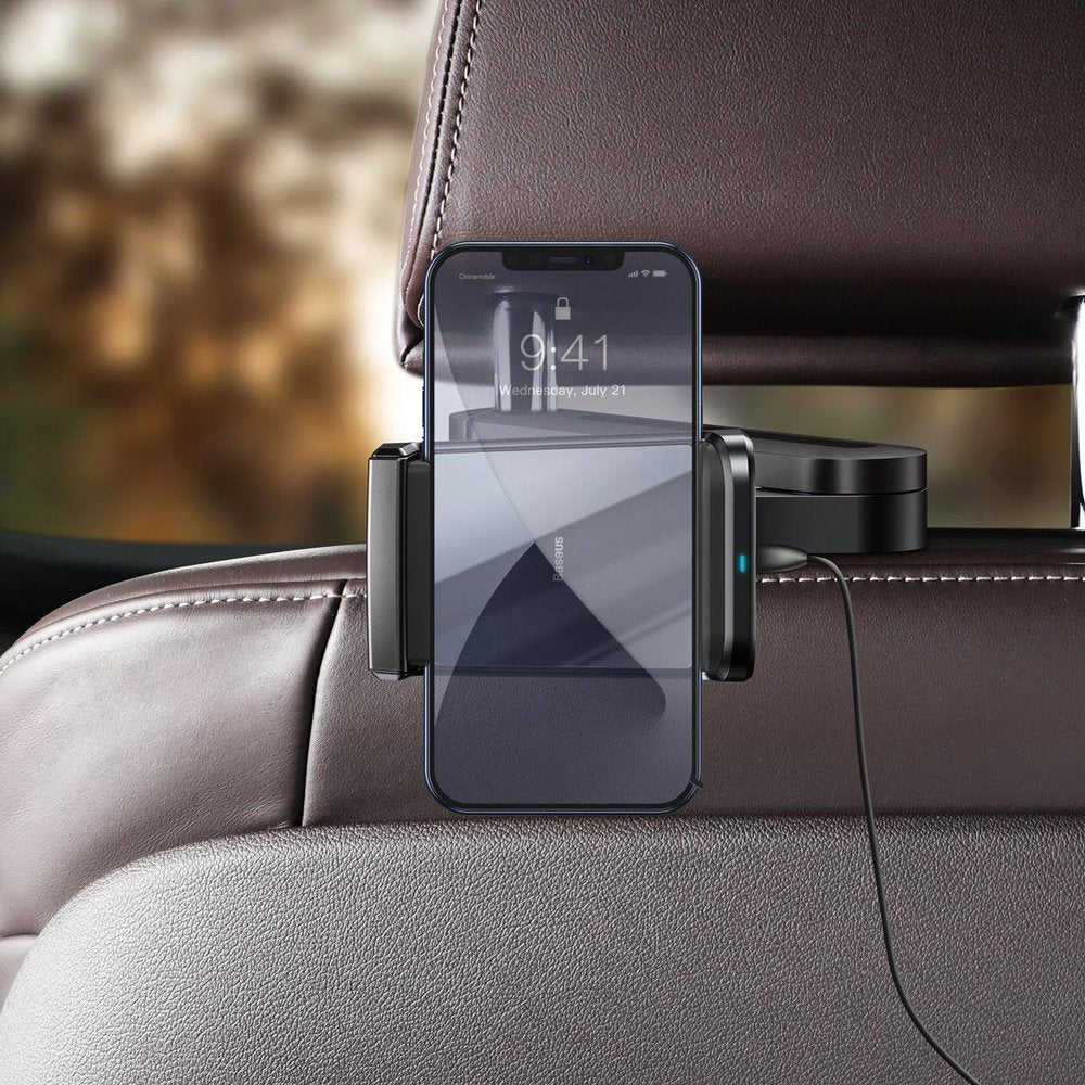 Baseus WXHZ-01 Qi Wireless Charger 15W Car Headrest Holder - Black