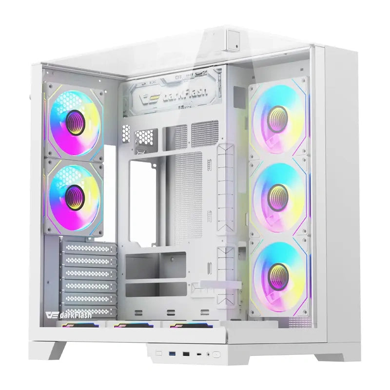 Computerkasse DarkFlash TH285 PLUS + 8 blæsere (hvid)