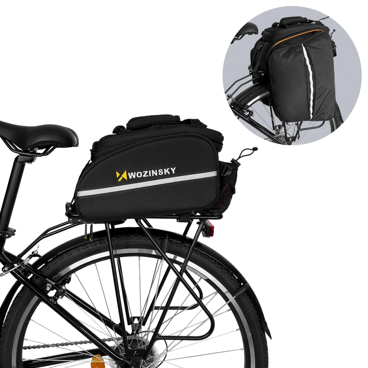 Wozinsky rummelig cykeltragetaske 35L (regn dække inkluderet) sort (WBB19BK)
