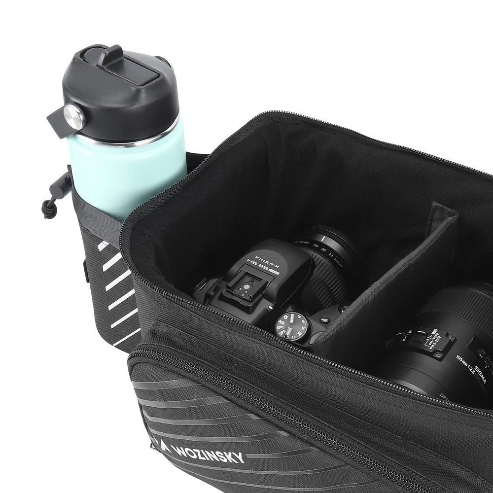 Wozinsky cykeltaske med 9l skulderrem (regn dække inkluderet) sort (WBB22BK)