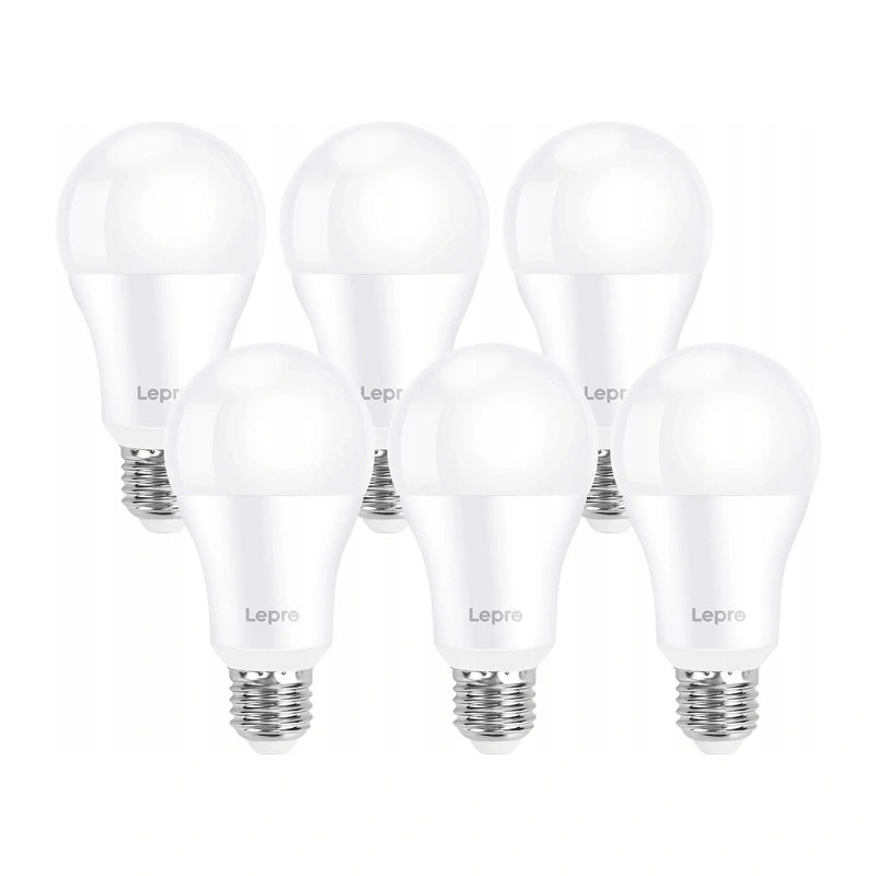 LEPRO 100080-DW-EU-6 LED-pære, E27, A60, 13W (100W), 1521 lm, 6500K, 180°, 6-pakke