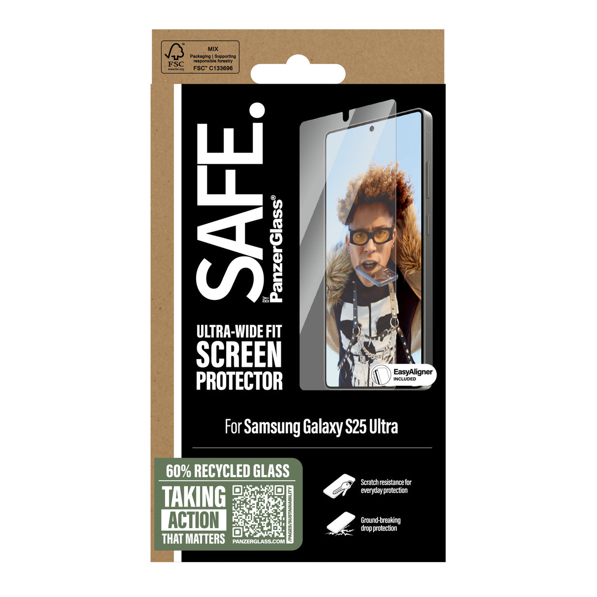 PanzerGlass SAFE. by ® Skærmbeskyttelse Samsung Galaxy S25 Ultra | Ultra-Wide Fit m. EasyAligner