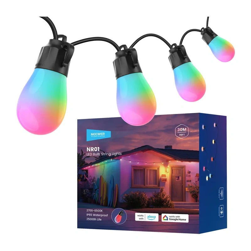 Udendørs strengelampe NEEWER RGB varm hvid