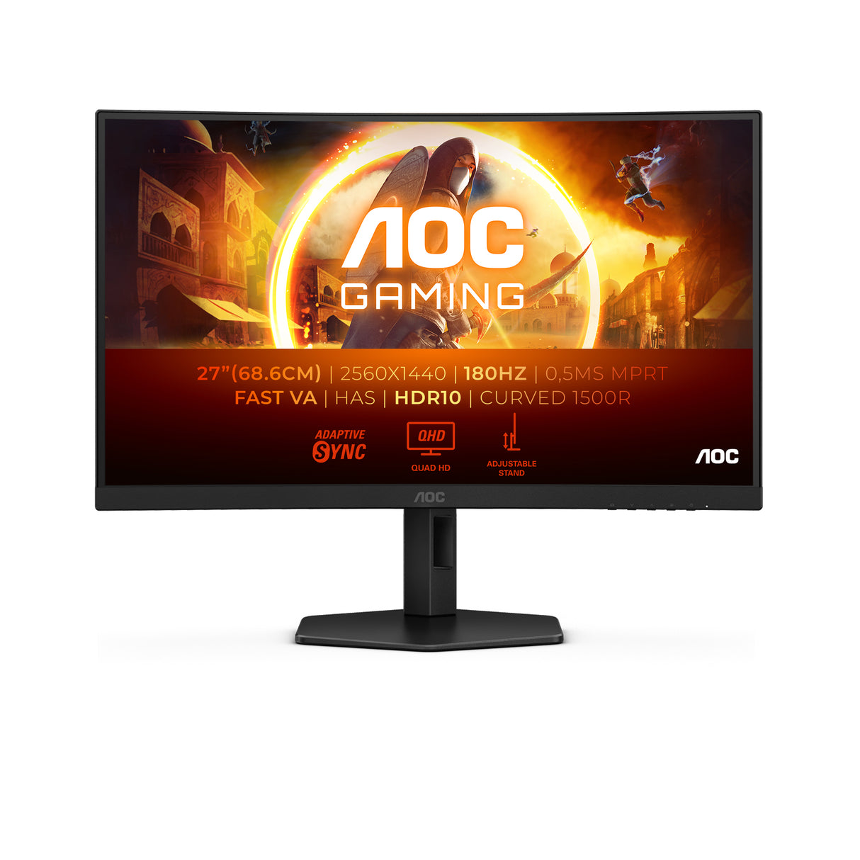 AOC G4 CQ27G4X computerskærm 68,6 cm (27") 2560 x 1440 pixel Quad HD LCD Sort