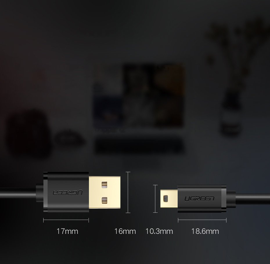 Grøn USB-kabel - mini USB-kabel 480 Mbps 3 m sort (US132 10386)