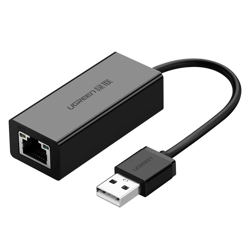 Ugreen eksternt netværkskort RJ45 - USB 2.0 100 Mbps Ethernet sort (CR110 20254)