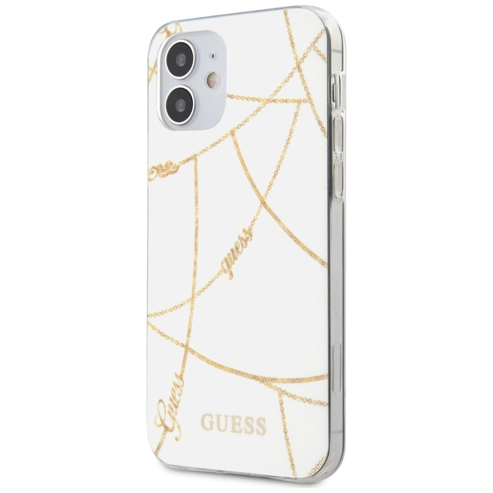 Guess GUHCP12SPCUCHWH iPhone 12 mini 5.4" hvid/hvid hardcase Gold Chain Collection