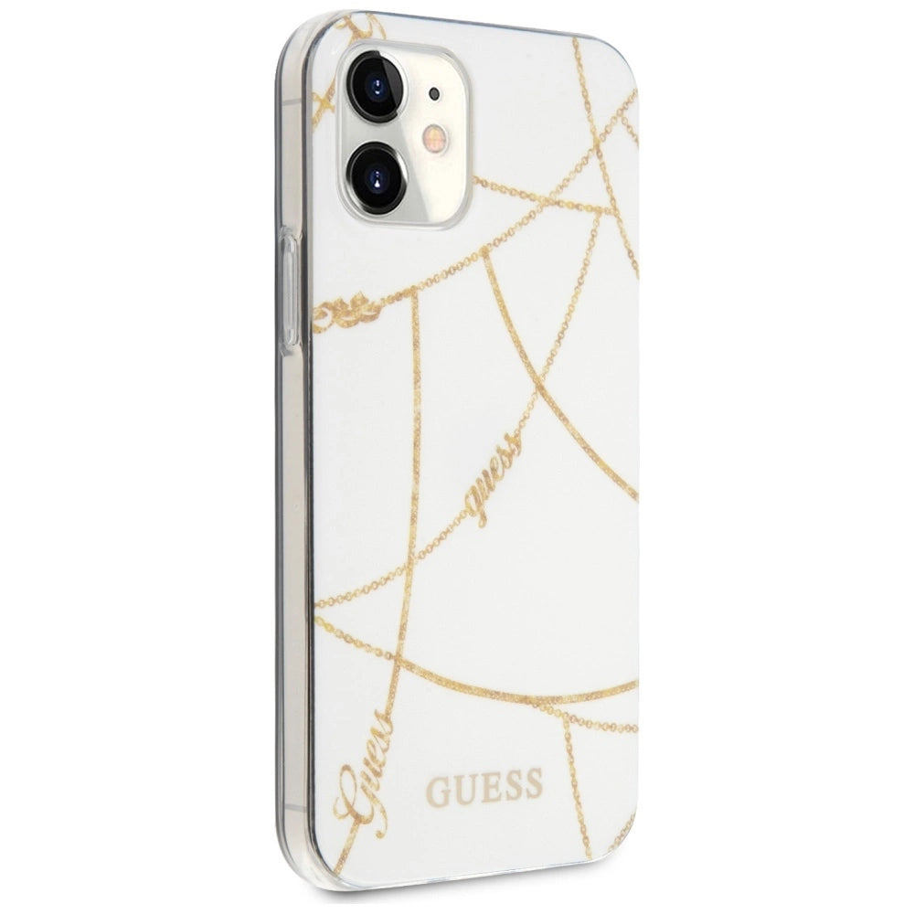 Guess GUHCP12SPCUCHWH iPhone 12 mini 5.4" hvid/hvid hardcase Gold Chain Collection