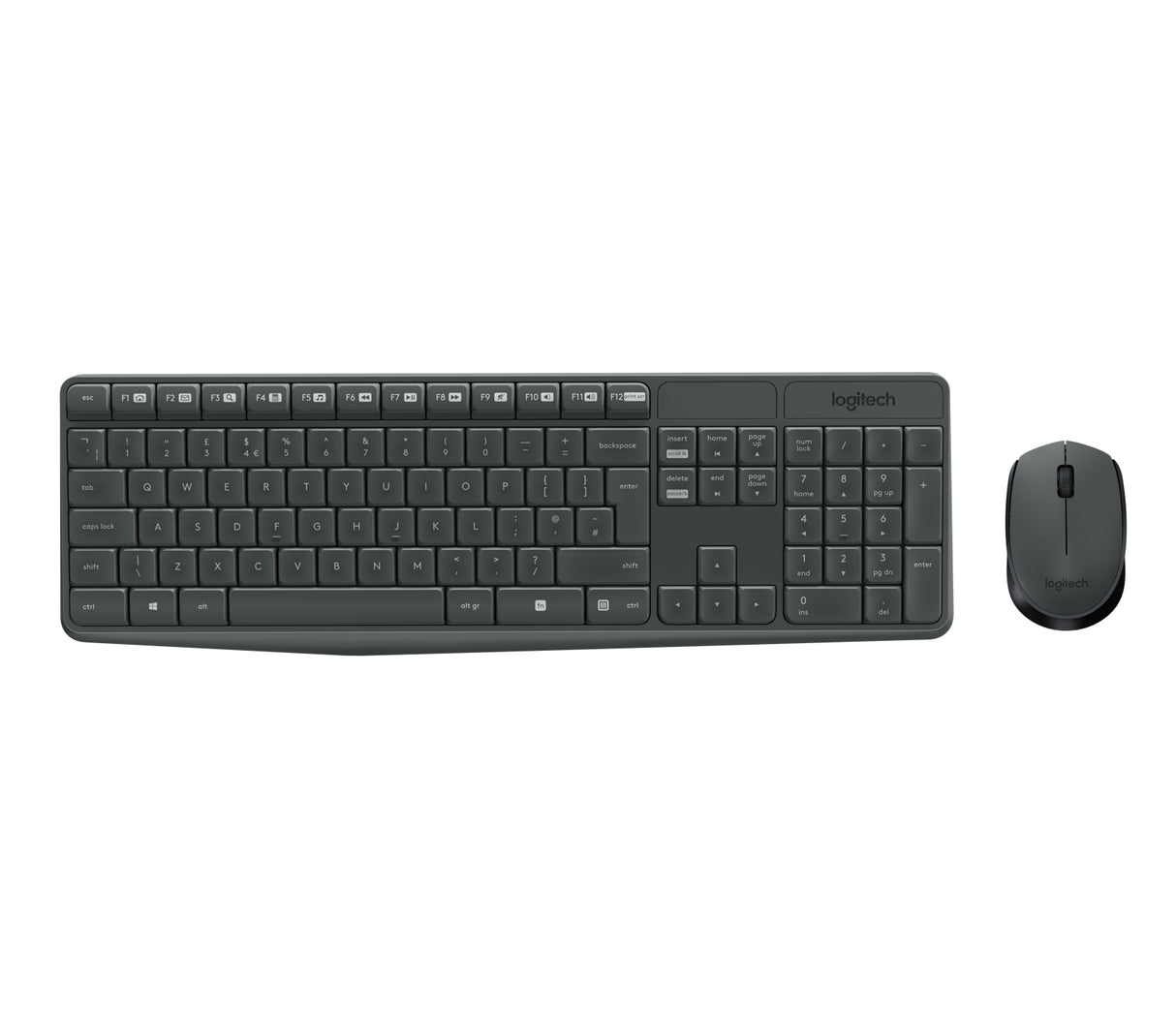 Logitech MK235 Wireless Combo - Tastatur & Mus sæt - Nordisk - Grå