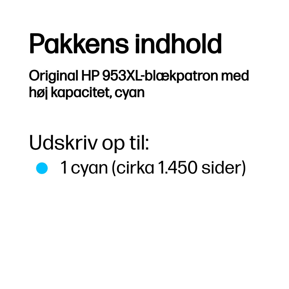 HP 953XL Cyan 1450 sider Blæk F6U16AE
