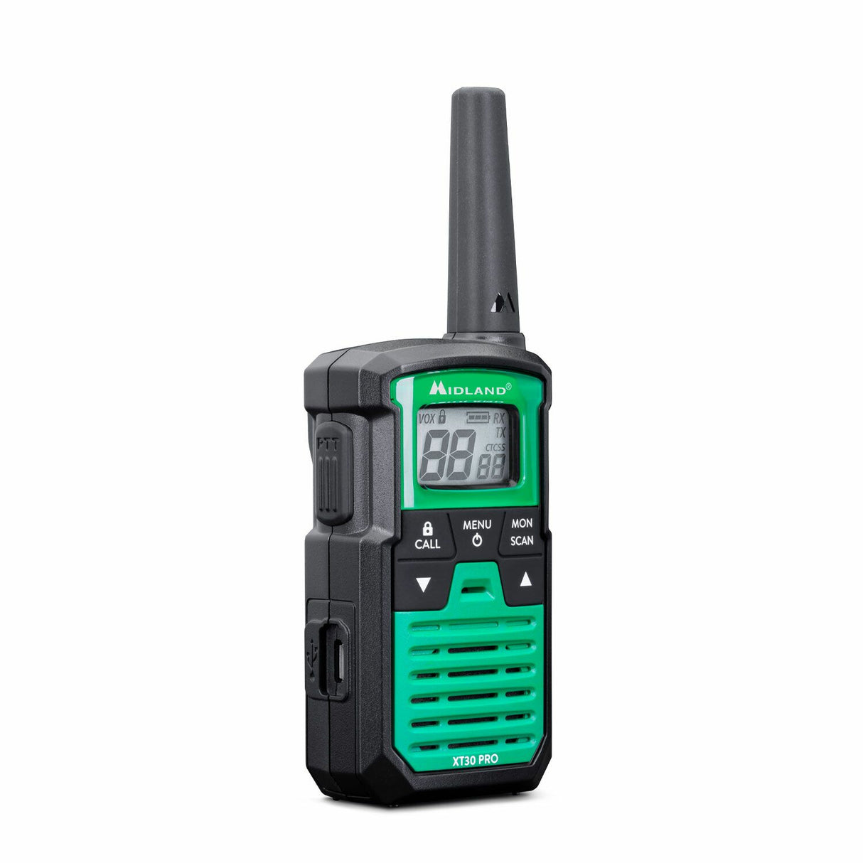 Midland XT30 Pro to-vejs radio 16 kanaler 446.00625 – 446.19375 Sort, Grøn