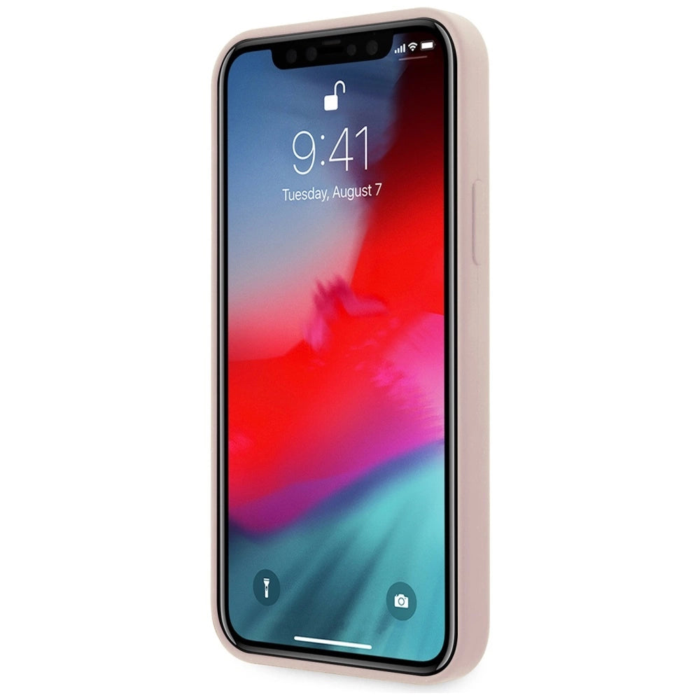 Guess GUHCP12SLSLMGLP iPhone 12 mini 5.4" lyserød/lyserød hardcase Silicone Script Gold Logo