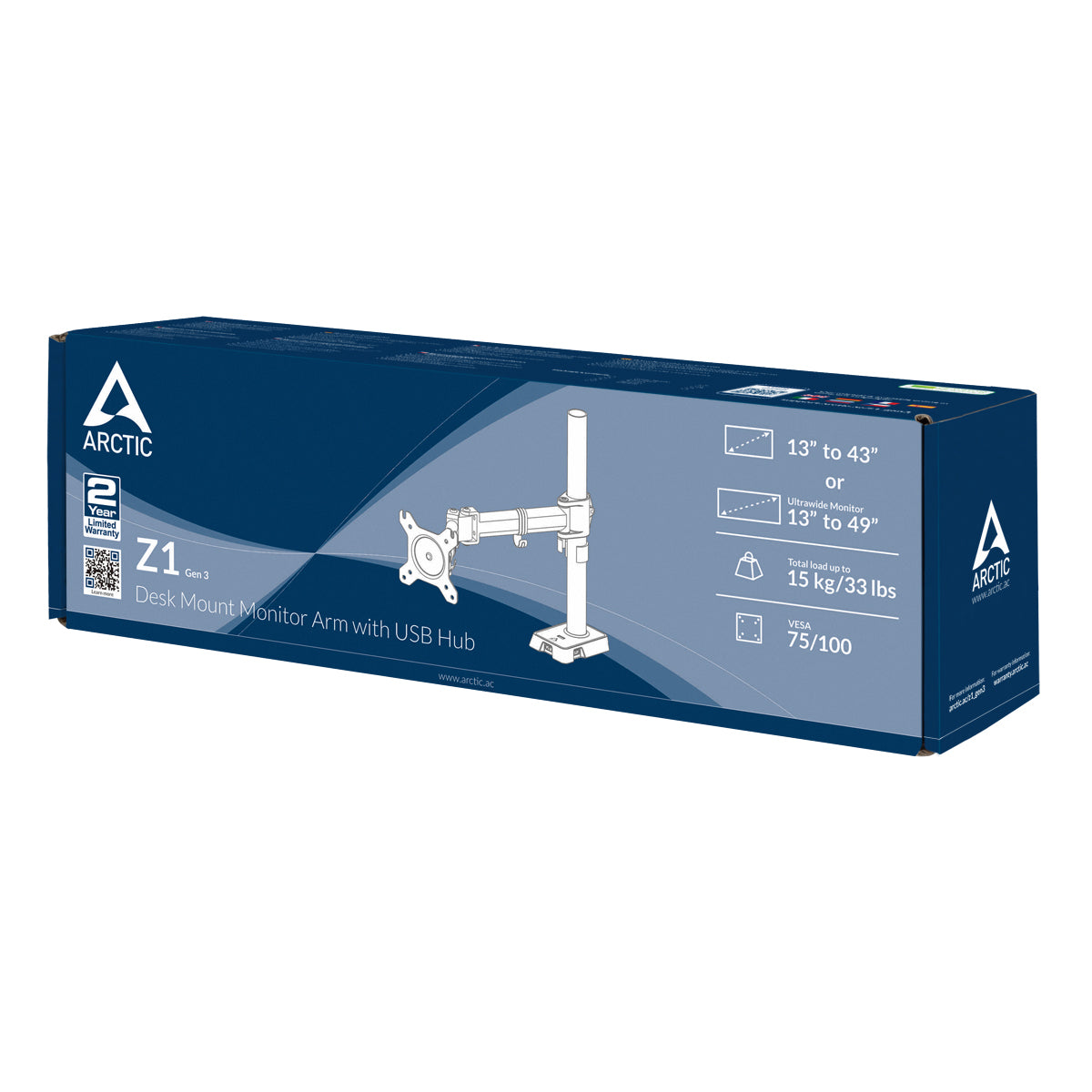 ARCTIC Z1 (Gen 3) 96,5 cm (38") Skrivebord Sort