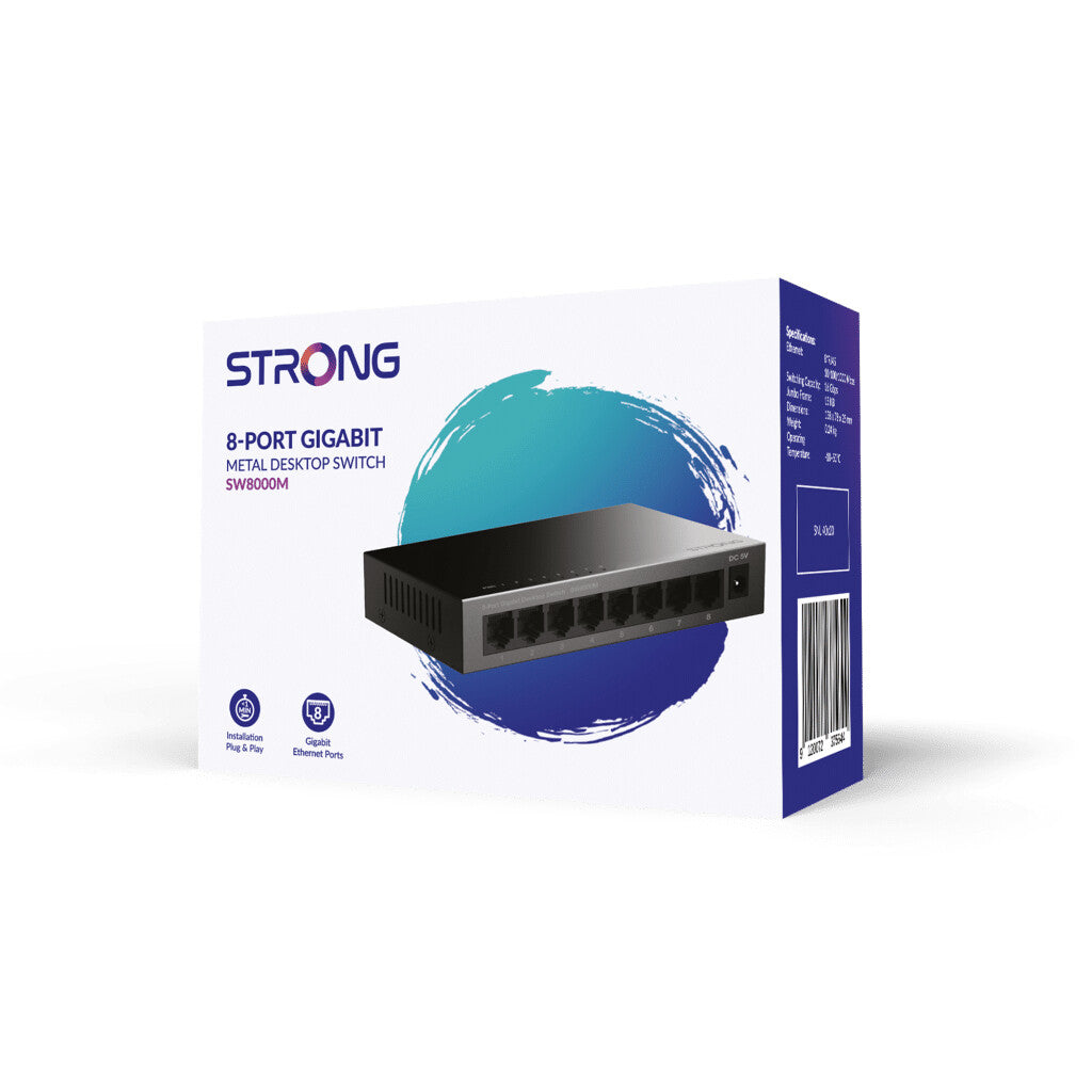 Strong SW8000M netværksswitch Gigabit Ethernet (10/100/1000) Sort