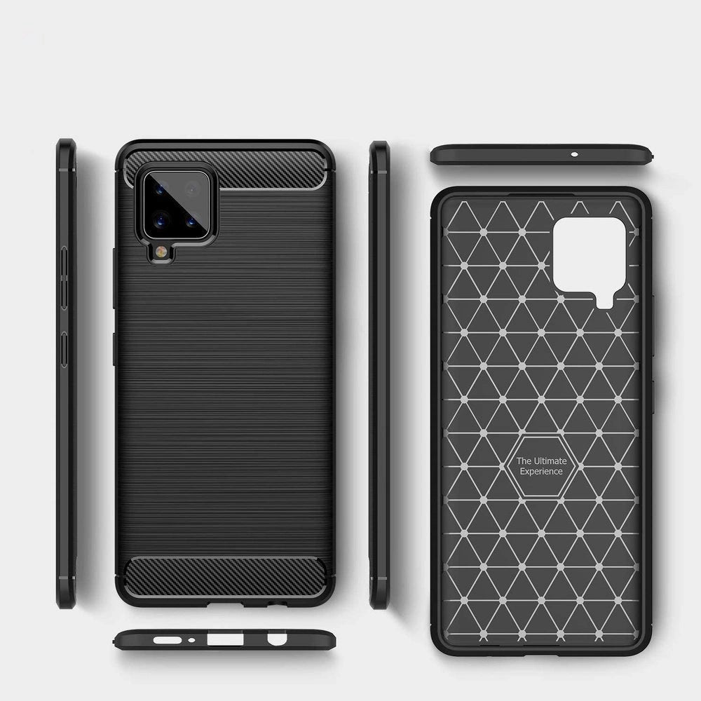 Carbon Case Flexible Cover TPU Case til Samsung Galaxy A42 5G blå