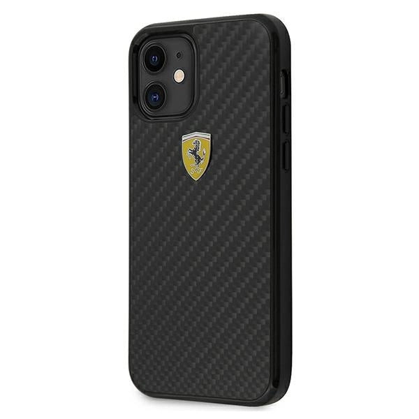 Ferrari FERCAHCP12SBK iPhone 12 mini 5.4" sort/sort hardcase On Track Real Carbon