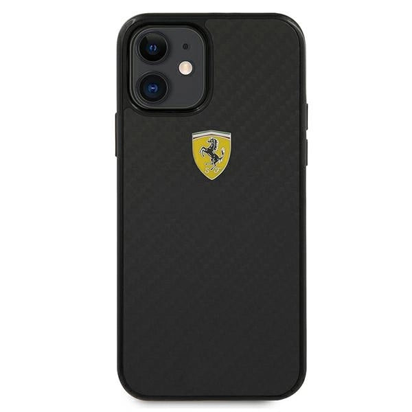 Ferrari FERCAHCP12SBK iPhone 12 mini 5.4" sort/sort hardcase On Track Real Carbon