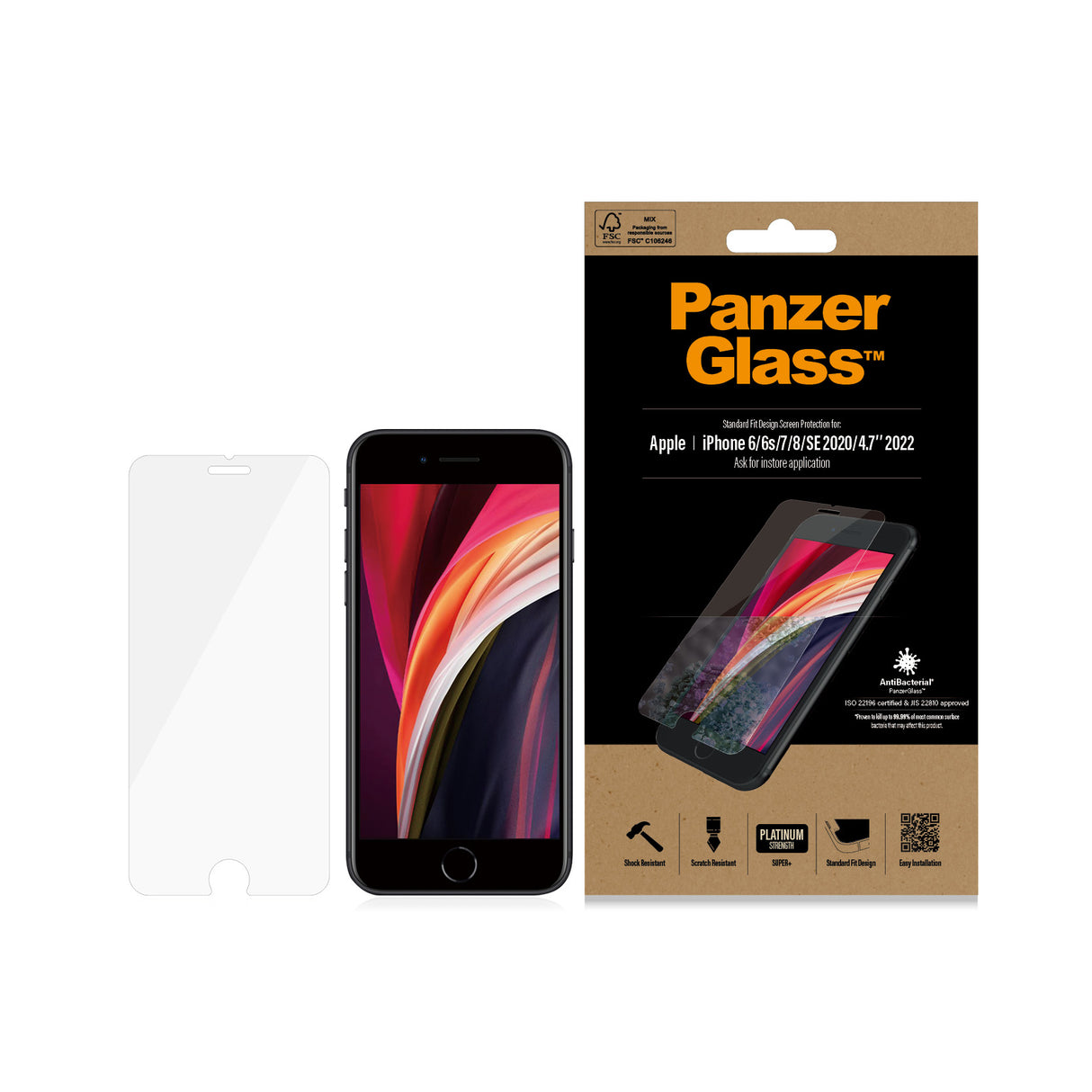 PanzerGlass Original Krystalklar for Apple iPhone 6, 6s, 7, 8, SE (2. generation)