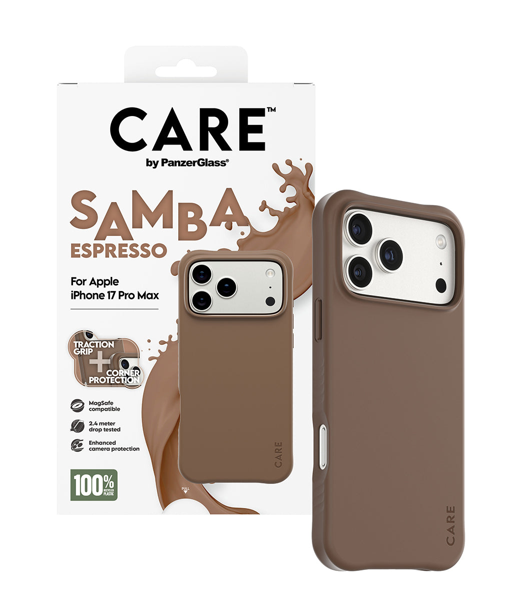 PanzerGlass CARE by ® Fashionable Case Samba Espresso m. MagSafe iPhone 17 Pro Max