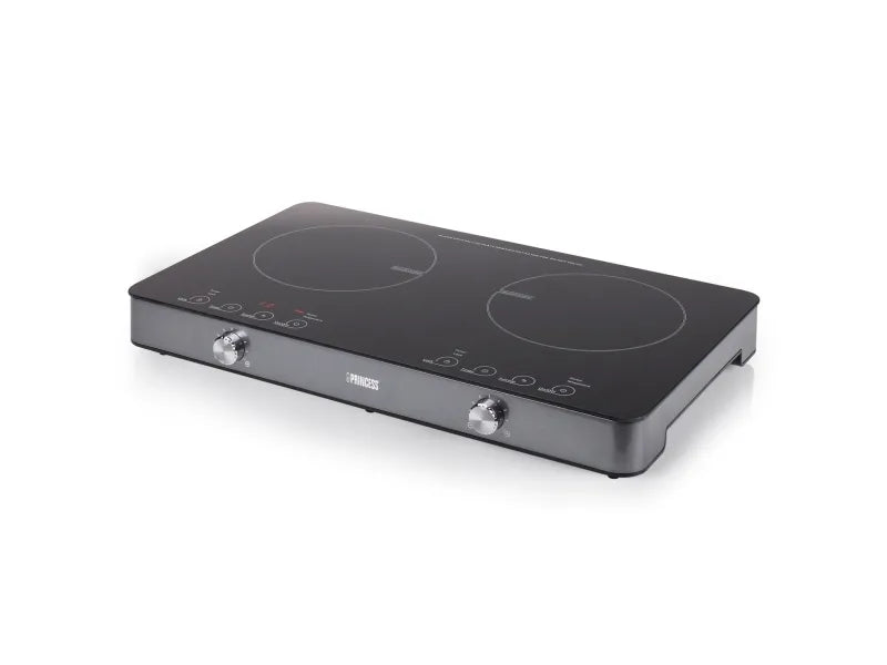 Princess 303011, Sort, Sølv, Bordplade, 58 cm, Zone induktionskogeplade, Glas, 2 zones