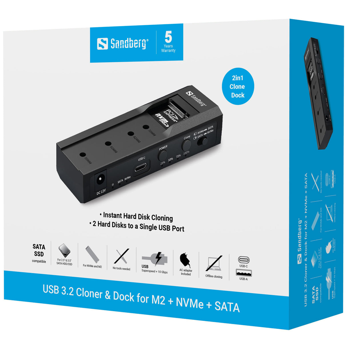 Sandberg USB-3 Cloner+Dock M2+NVMe+SATA