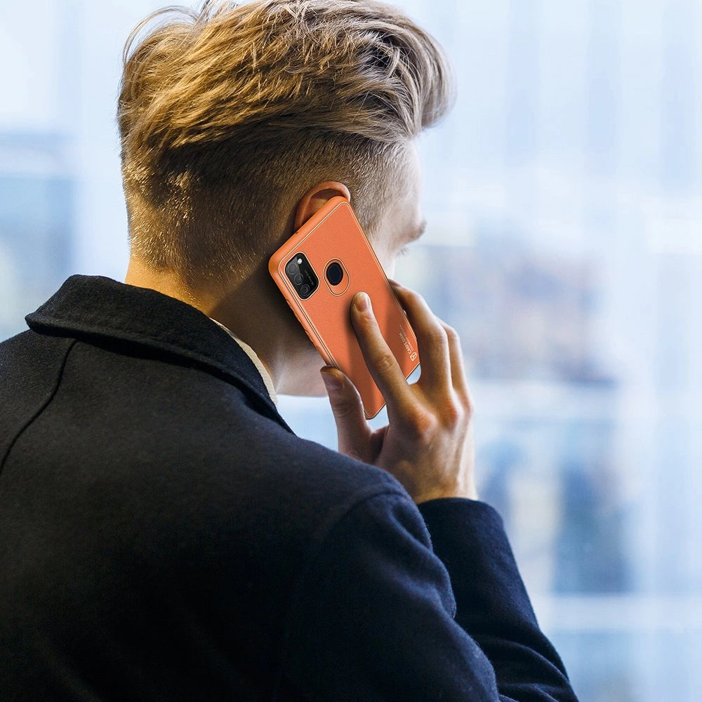 Dux Ducis Yolo elegant kuffert lavet af blødt TPU og PU læder til Samsung Galaxy M30s orange