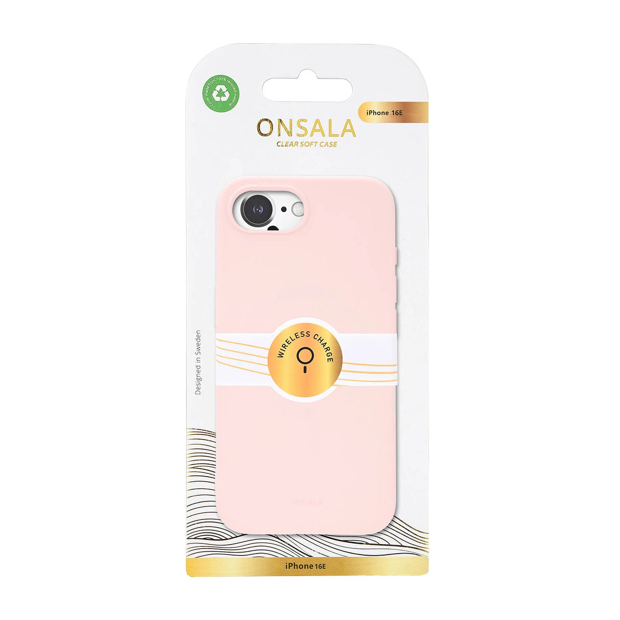 Onsala Mobilcover iPhone 16e Silikoneffekt Genanvendt Chalk Pink