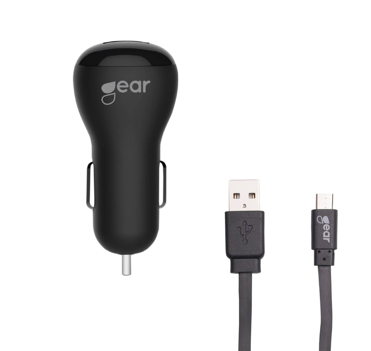 Gear Lader 12/24 V 2x Usb 2,4 A + Micro Usb Kabel 1.0m Sort