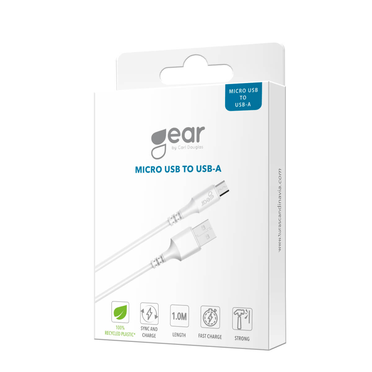 Gear Synkkabel Micro Usb To Usb A 1.0m Rundt Kabel Hvid