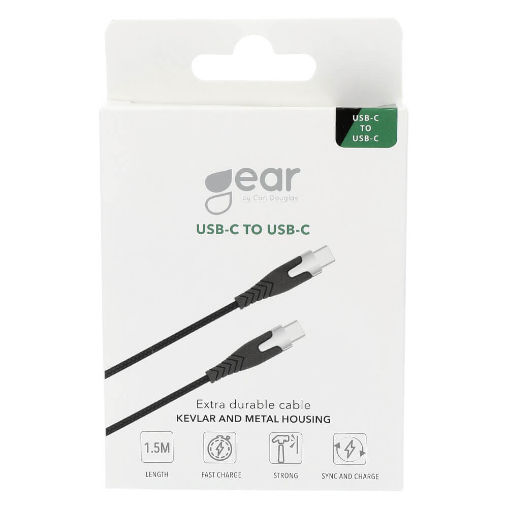 Gear Ladekabel Pro Usb C Til Usb C 2.0 1.5m Sort Kevlarkabel M/Metalkobling