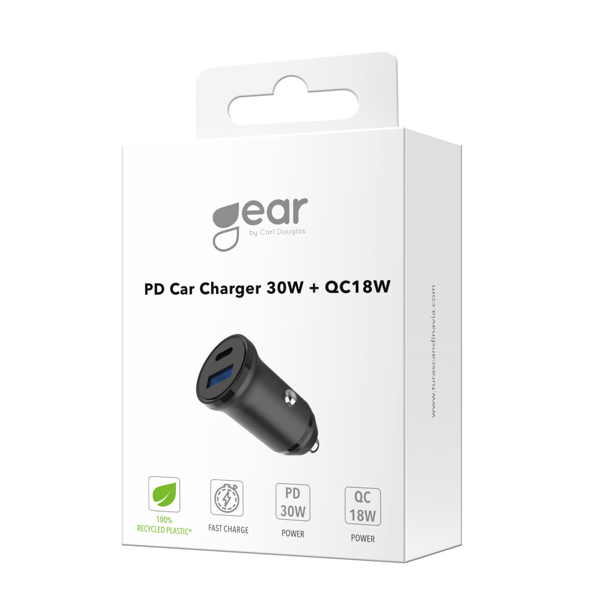 Gear Charger 12/24 V 1x Usb C + 1x Usb A Pd 30 W + Qc18.0 W Max Black