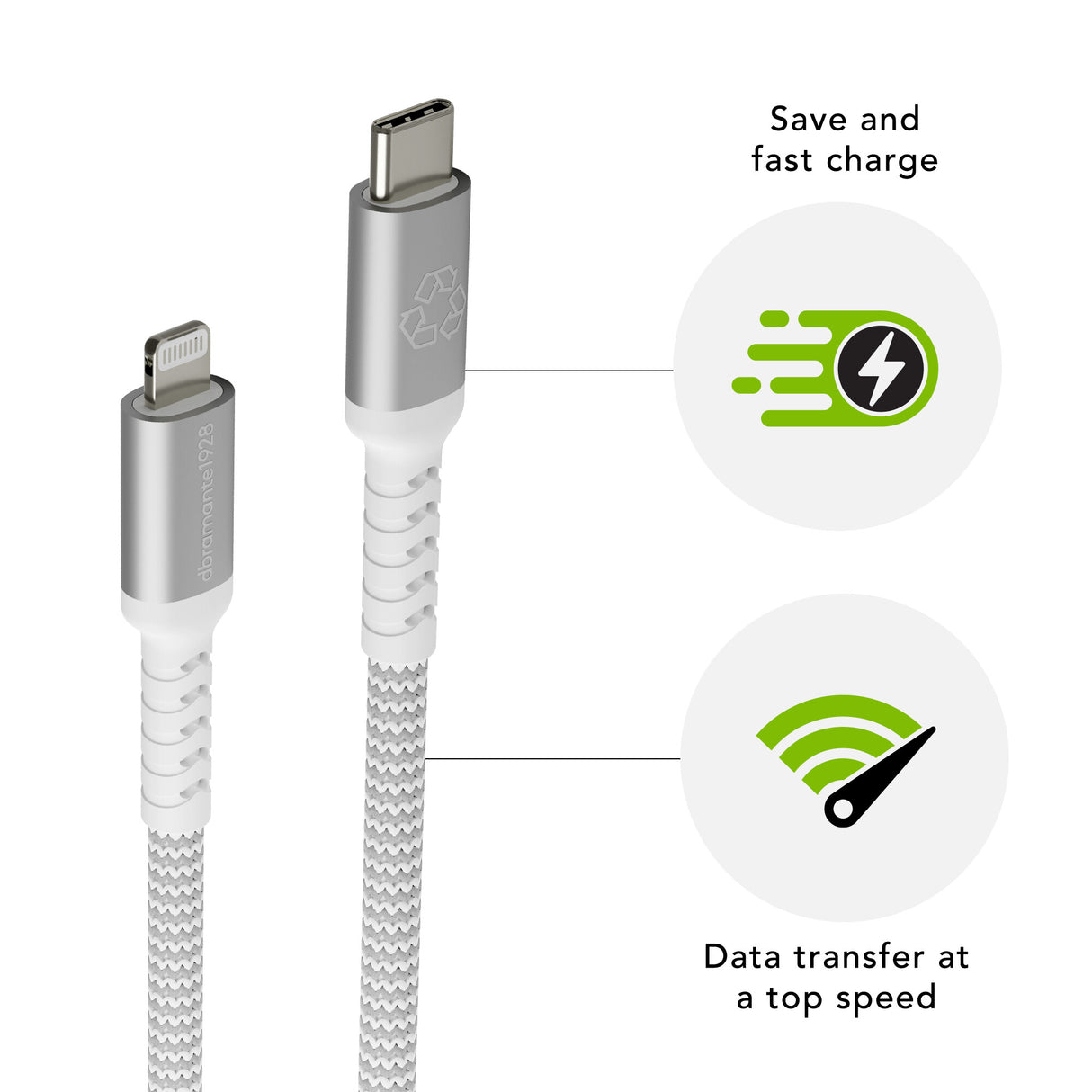 dbramante1928 re-charge - BRD Kabel - 2.5m USB-C til Lightning - W