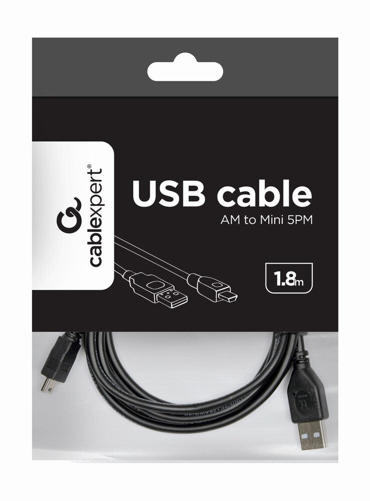Gembird 1.8m USB 2.0 A/mini-USB M USB-kabel 1,8 m USB A Mini-USB B Sort