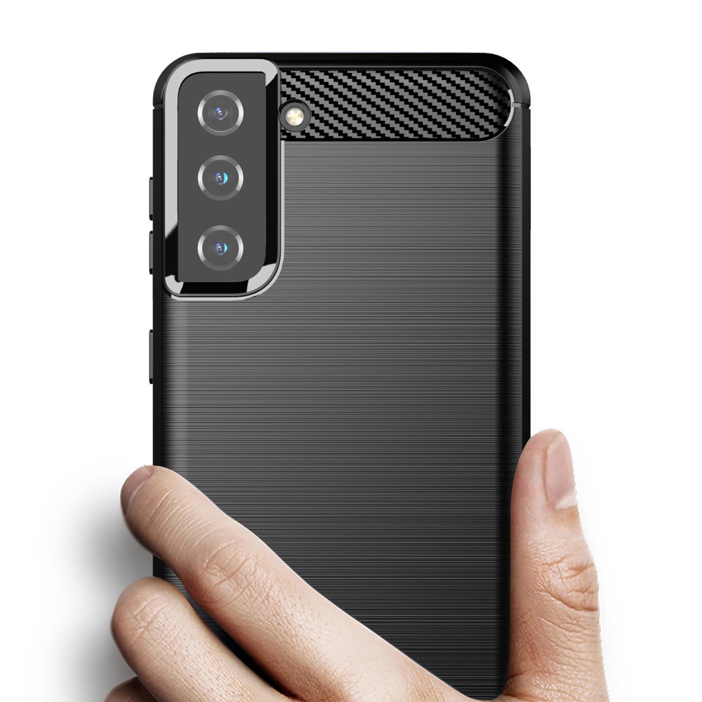 Carbon Case Flexible Cover TPU Case til Samsung Galaxy S21+ 5G (S21 Plus 5G) sort