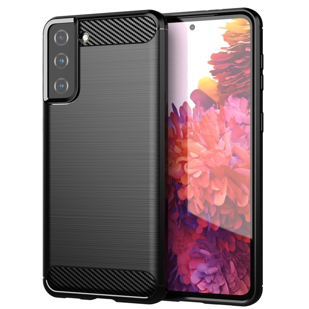 Carbon Case Flexible Cover TPU Case til Samsung Galaxy S21+ 5G (S21 Plus 5G) sort