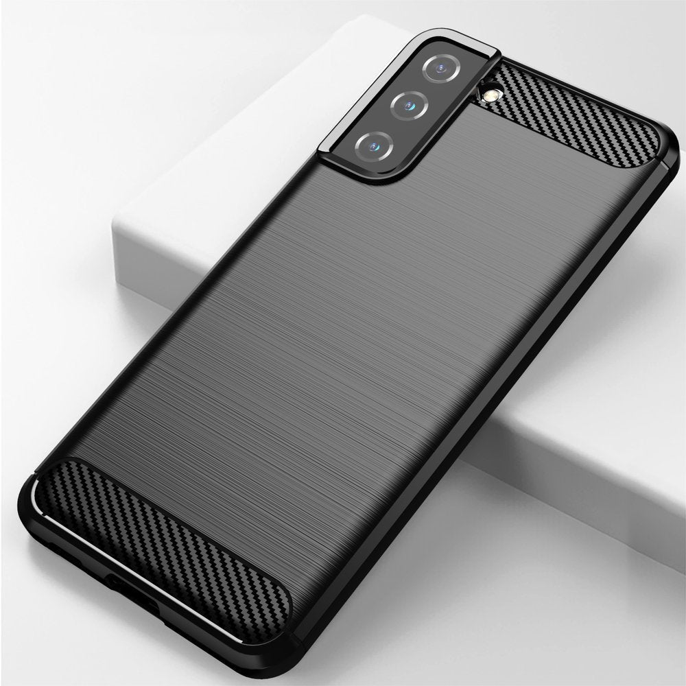 Carbon Case Flexible Cover TPU Case til Samsung Galaxy S21+ 5G (S21 Plus 5G) sort