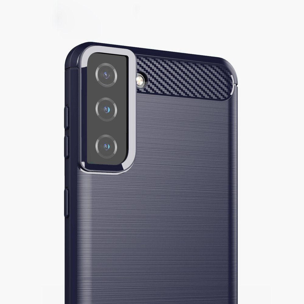 Carbon Case Flexible Cover TPU Case til Samsung Galaxy S21+ 5G (S21 Plus 5G) blå