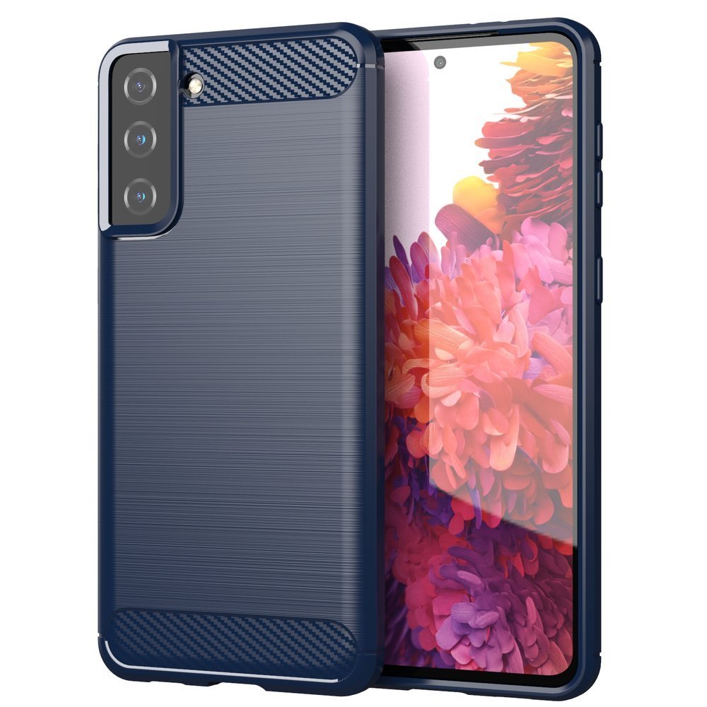 Carbon Case Flexible Cover TPU Case til Samsung Galaxy S21+ 5G (S21 Plus 5G) blå