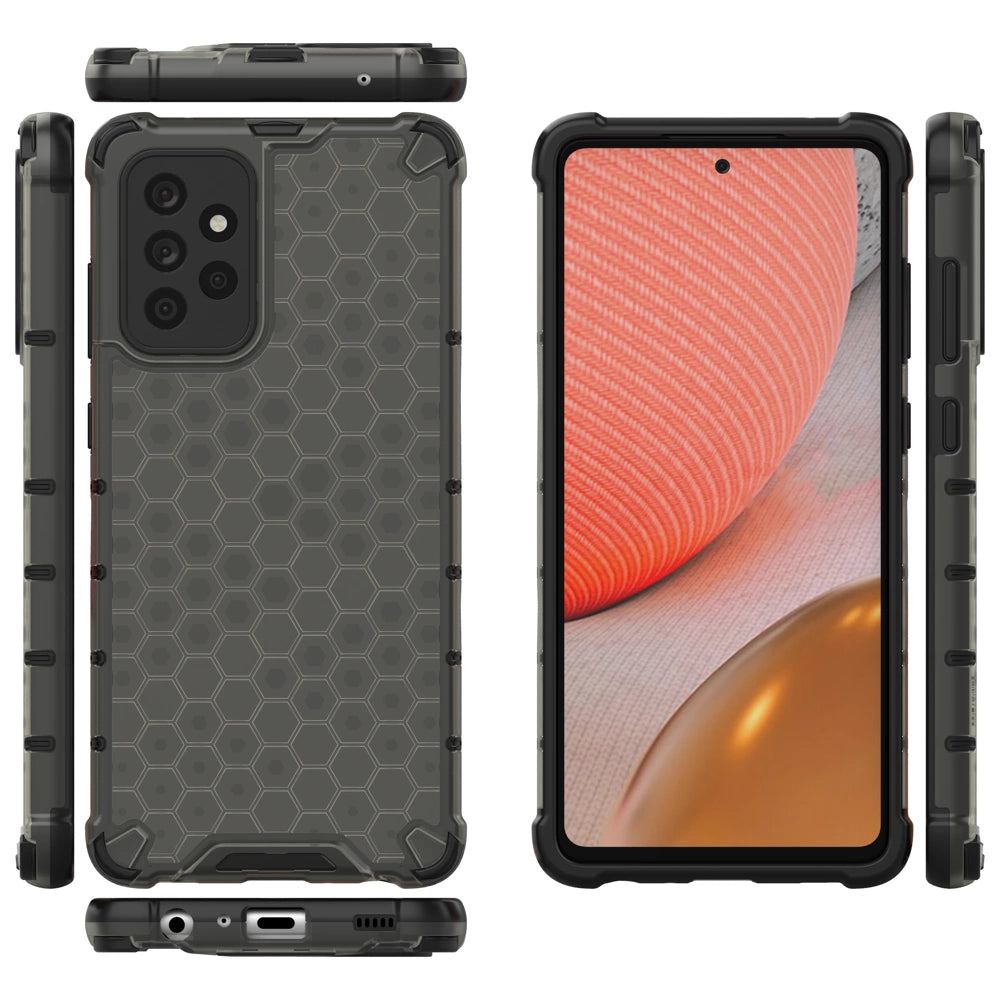 Honeycomb Case rustning med TPU Bumper til Samsung Galaxy A72 4G sort