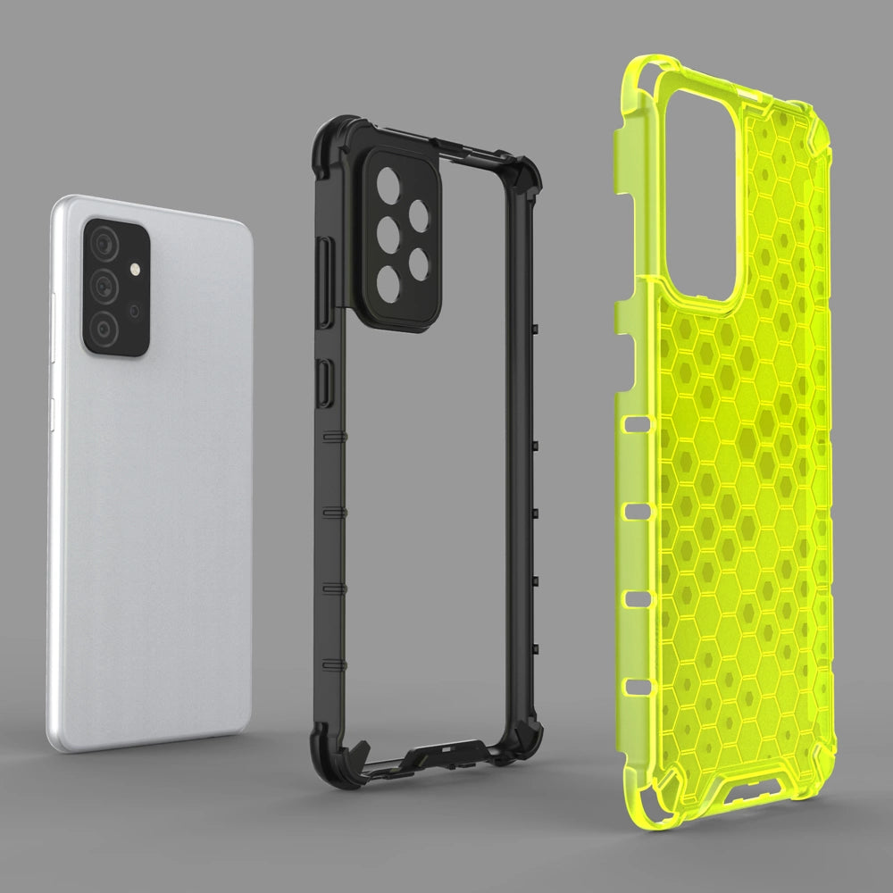 Honeycomb Case rustning med TPU Bumper til Samsung Galaxy A72 4G sort