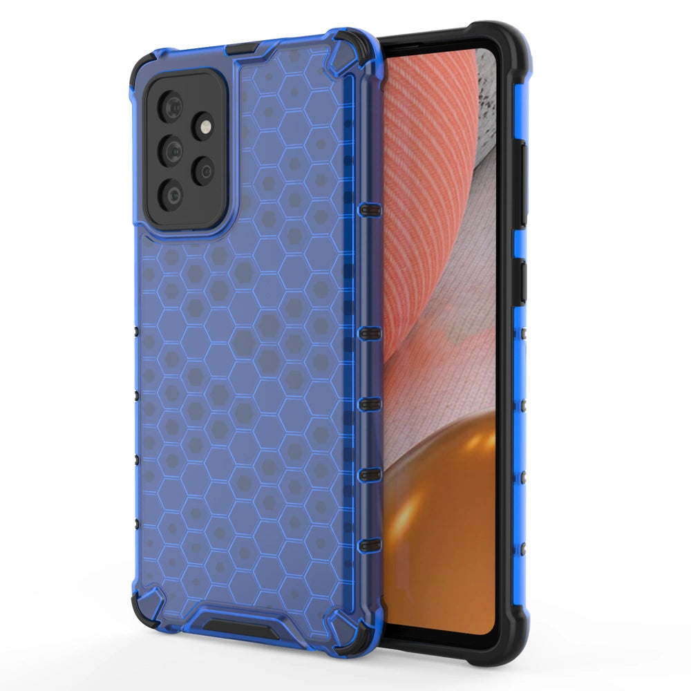 Honeycomb Case rustning med TPU Bumper til Samsung Galaxy A72 4G blå