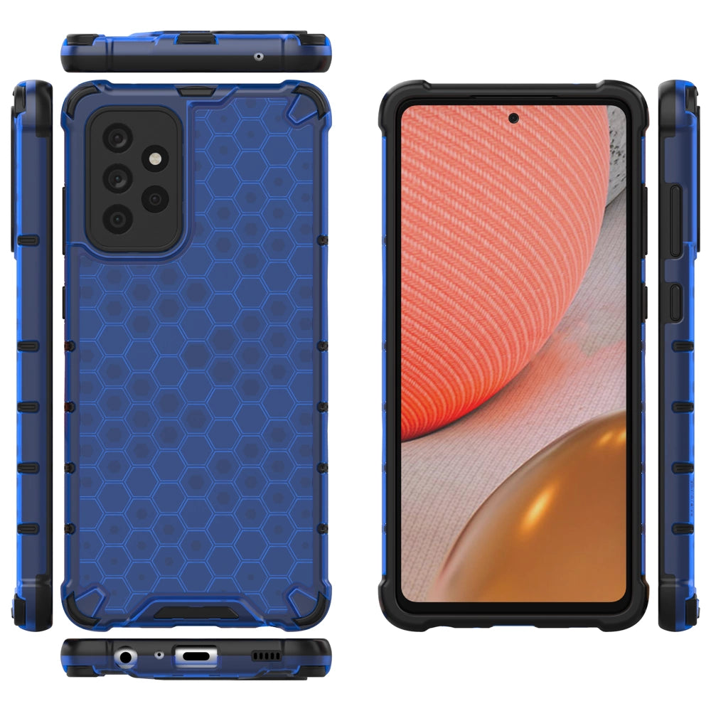 Honeycomb Case rustning med TPU Bumper til Samsung Galaxy A72 4G blå