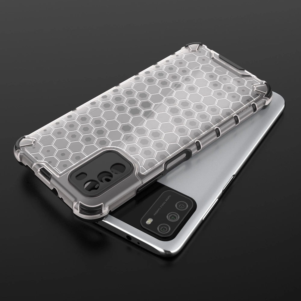 Honeycomb Case rustning med TPU Bumper til Xiaomi Poco M3 gennemsigtig